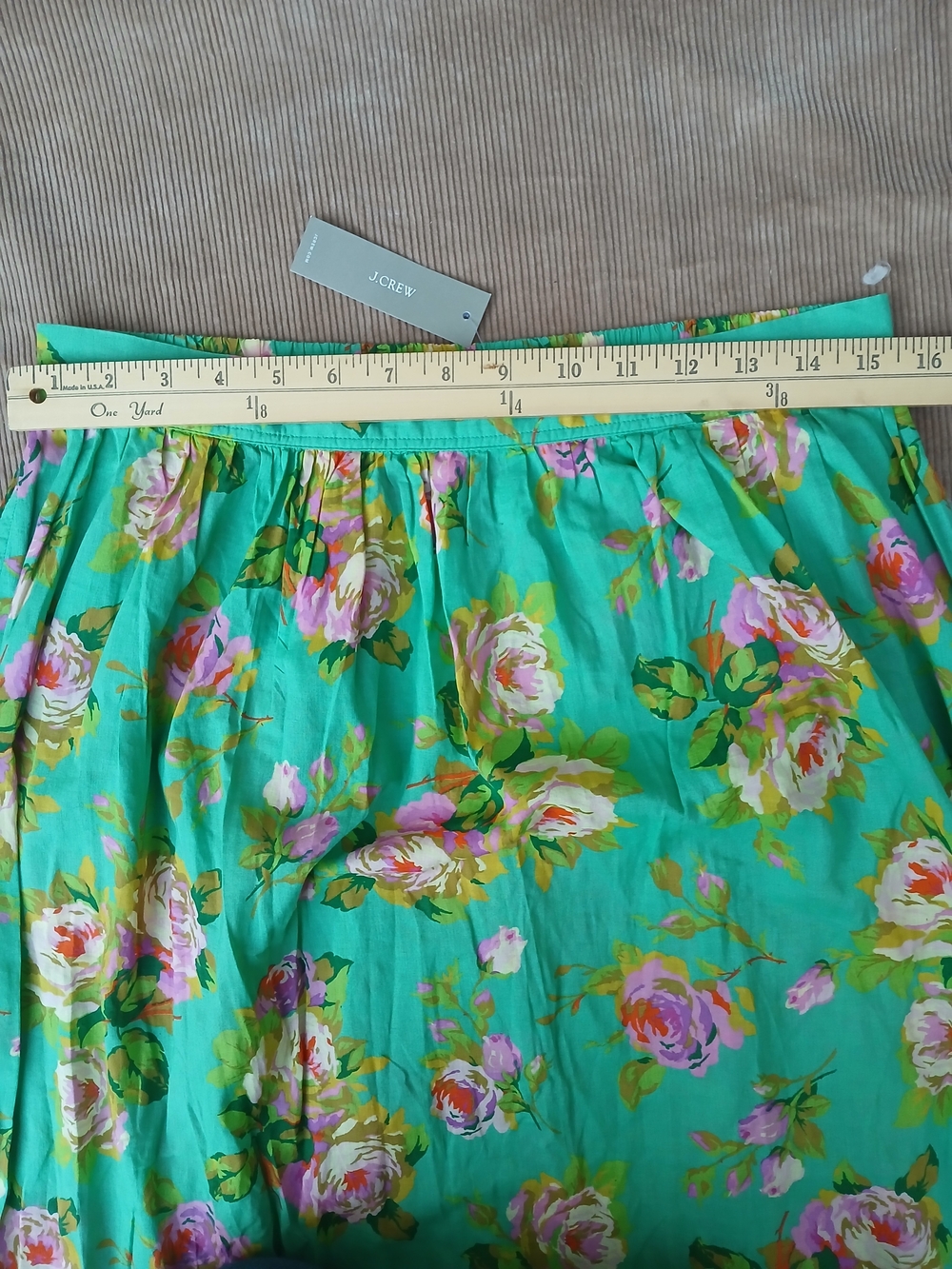 J. Crew Green Floral Maxi Skirt with Pink Rose Pattern - Picture 6 of 13